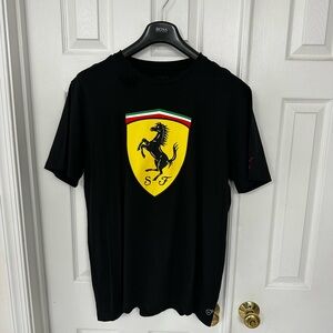Puma Black Short Sleeve Tee with Yellow Ferrari Shield